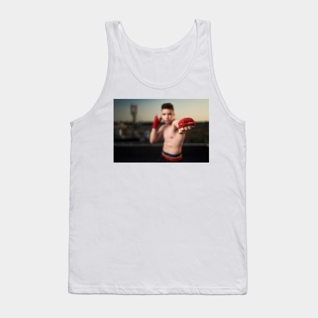 Kickbox fighter training in urban environment Tank Top by naturalis